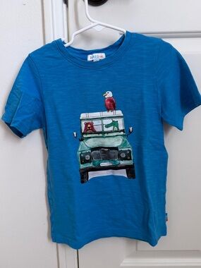 Jared M Kids Blue Tee with Green Truck and Red Seagull